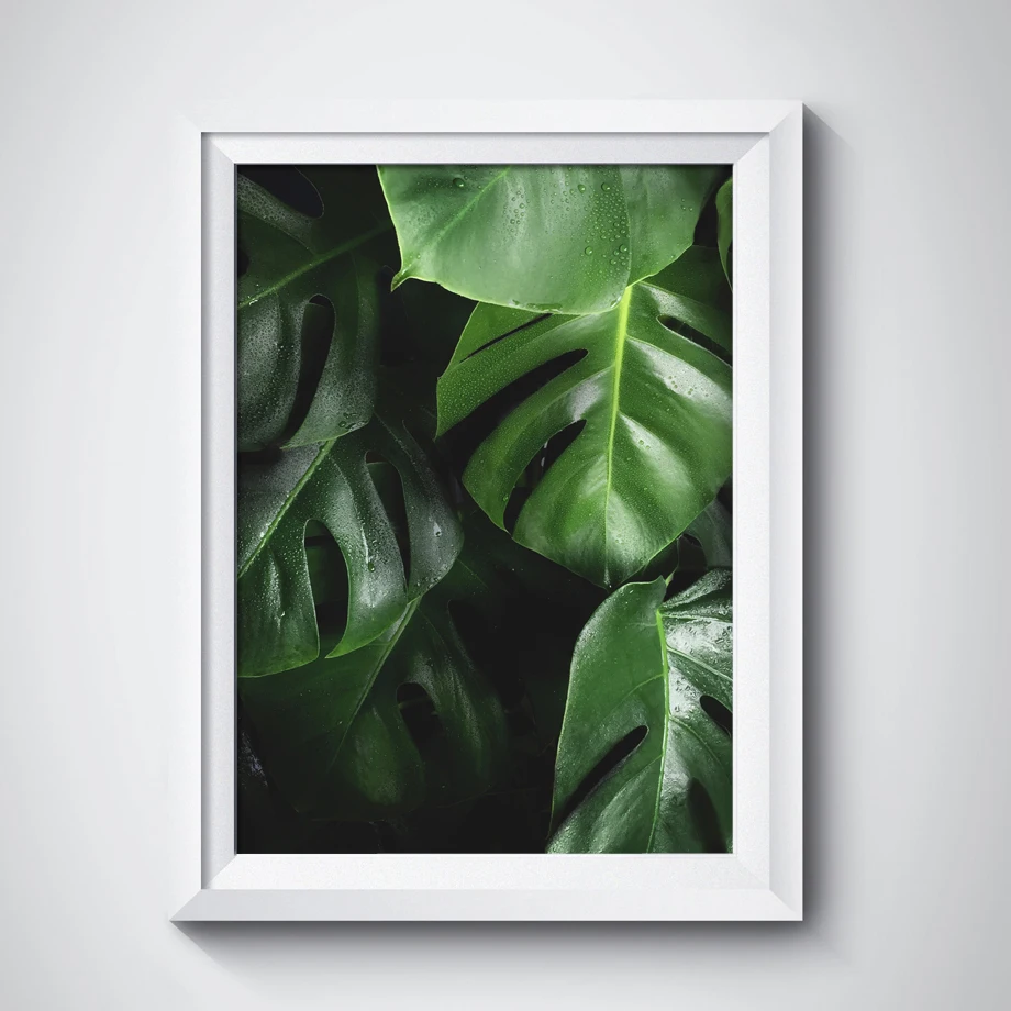 Настенная Картина на холсте Monstera пальмовый лист Зеленый скандинавские плакаты и