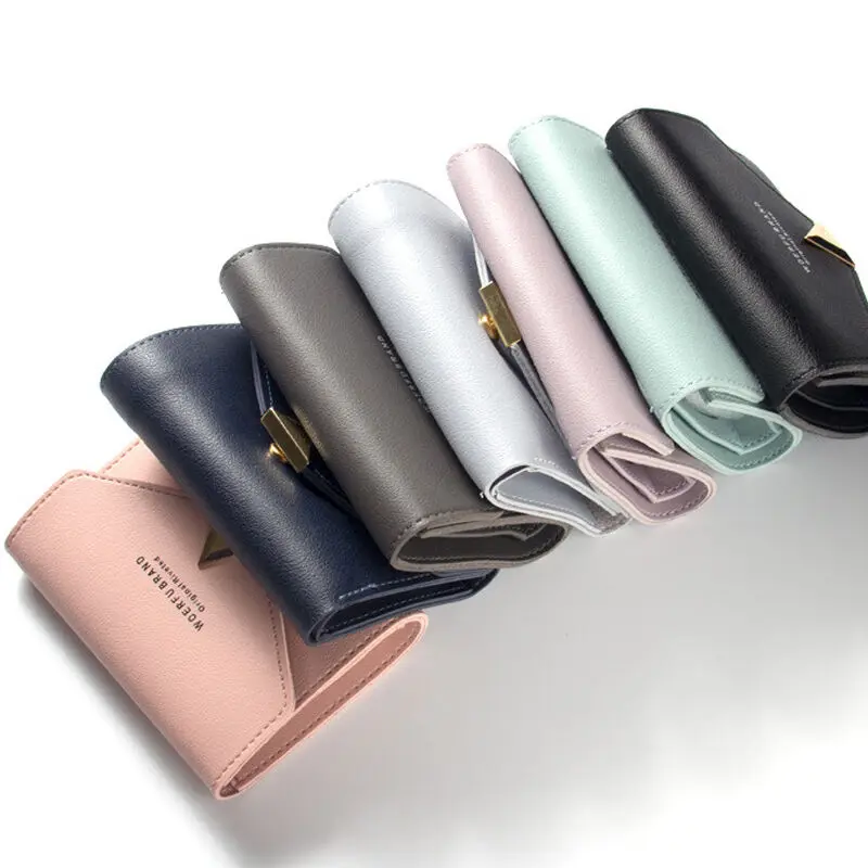 

Women Wallets Leather Female Purse Mini Hasp Solid Multi-Cards Holder Fashion Coin Short Wallets Slim Small Wallet Zipper Hasp