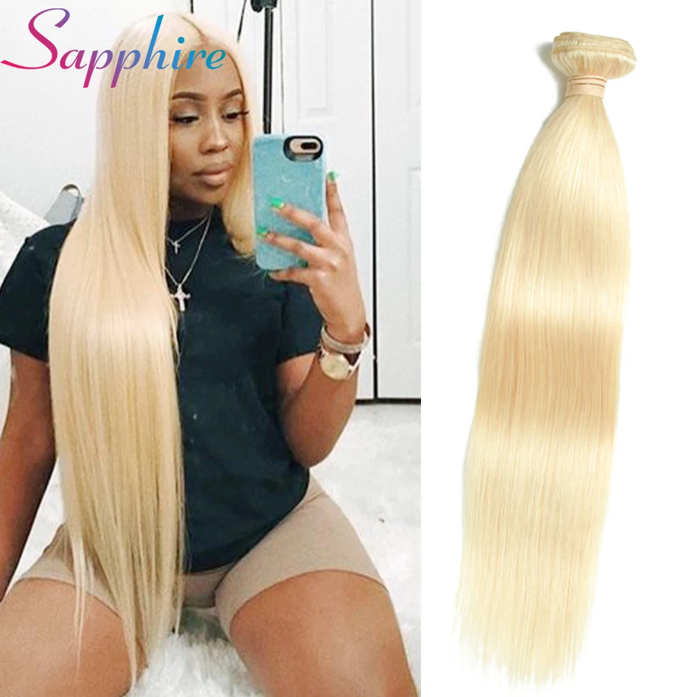 Sapphire Brazilian Hair Weave Bundles Straight Blonde Human Hair 613 Bundles Hair Extension Can Buy 3 or 4 Bundles