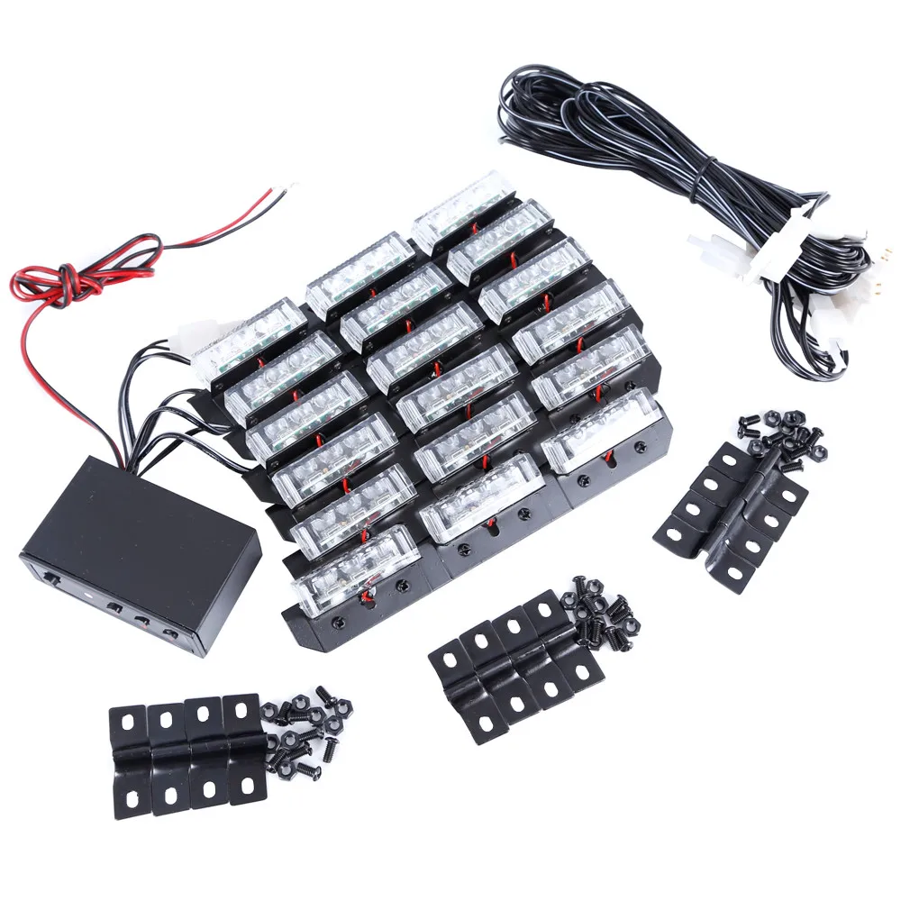 AmberWhite 18 LED  54 LED Emergency Vehicle Strobe Flash Lights (8)