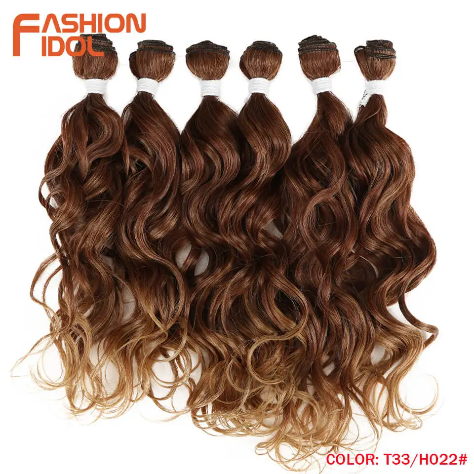 250g de Cabelo Moda Ídolo Onda Profunda Pacotes Tecer Cabelo Brasileiro Ombre Marrom 6 Peças 16 20 Polegada Sintético Extensões Frete Grátis 3 Cheap Tecer sintético