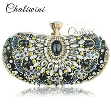 Винтаж бисером Для женщин сумка-клатч цепи аксессуар из металла Ежедневные клатчи вечерние свадебные вечерние сумки с бриллиантами кошелек через плечо