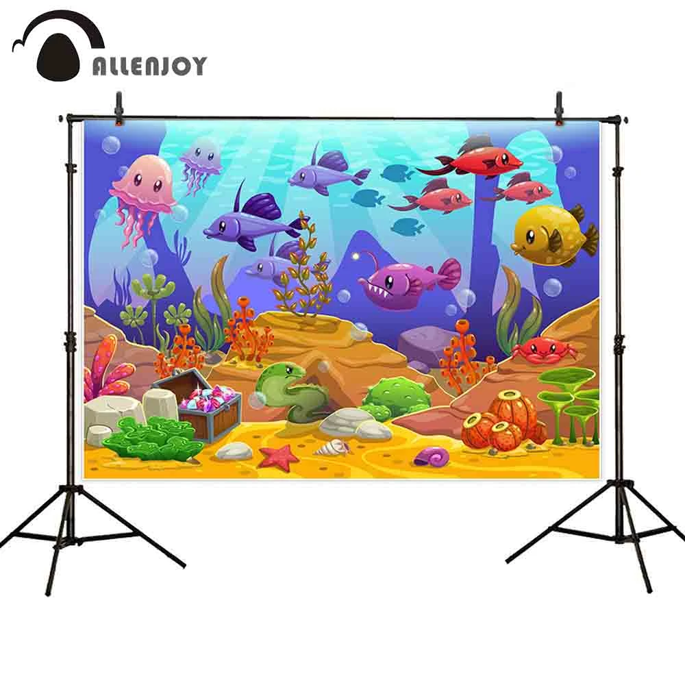 Allenjoy Fond D Ecran Sous Marin Dessin Anime Poisson De Mer Algues Recif Tropical Mignon Pour Enfants Pour Studio Photo Aliexpress
