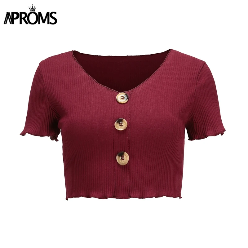 Aproms Sexy V Neck White Ribbed T-shirt Casual Short Sleeve Basic T shirt Women Crop Top Female Streetwear Cropped Tshirt Tees Aproms Sexy V Neck White Ribbed T-shirt Casual Short Sleeve Basic T shirt Women Crop Top Female Streetwear Cropped Tshirt Tees