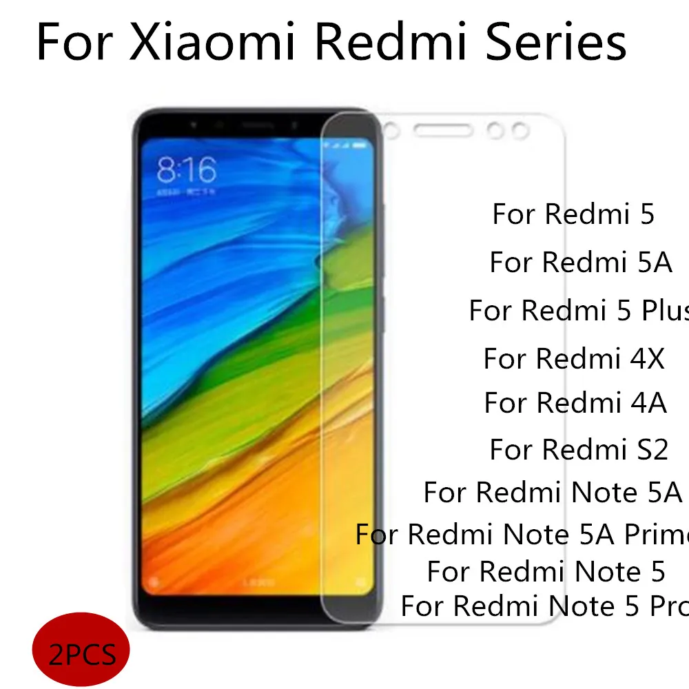 

2pcs Protector phone For Xiaomi Redmi 4X 4A 6 A S2 5 Plus Tempered Glass Redmi Note 4X 5A pro Prime Screen Protective Film