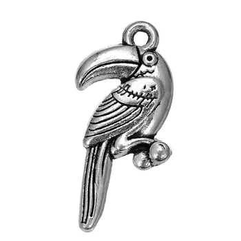

my shape 30pcs Antique Silver Plated Casual Toucan Bird Animal Charm Jewelry