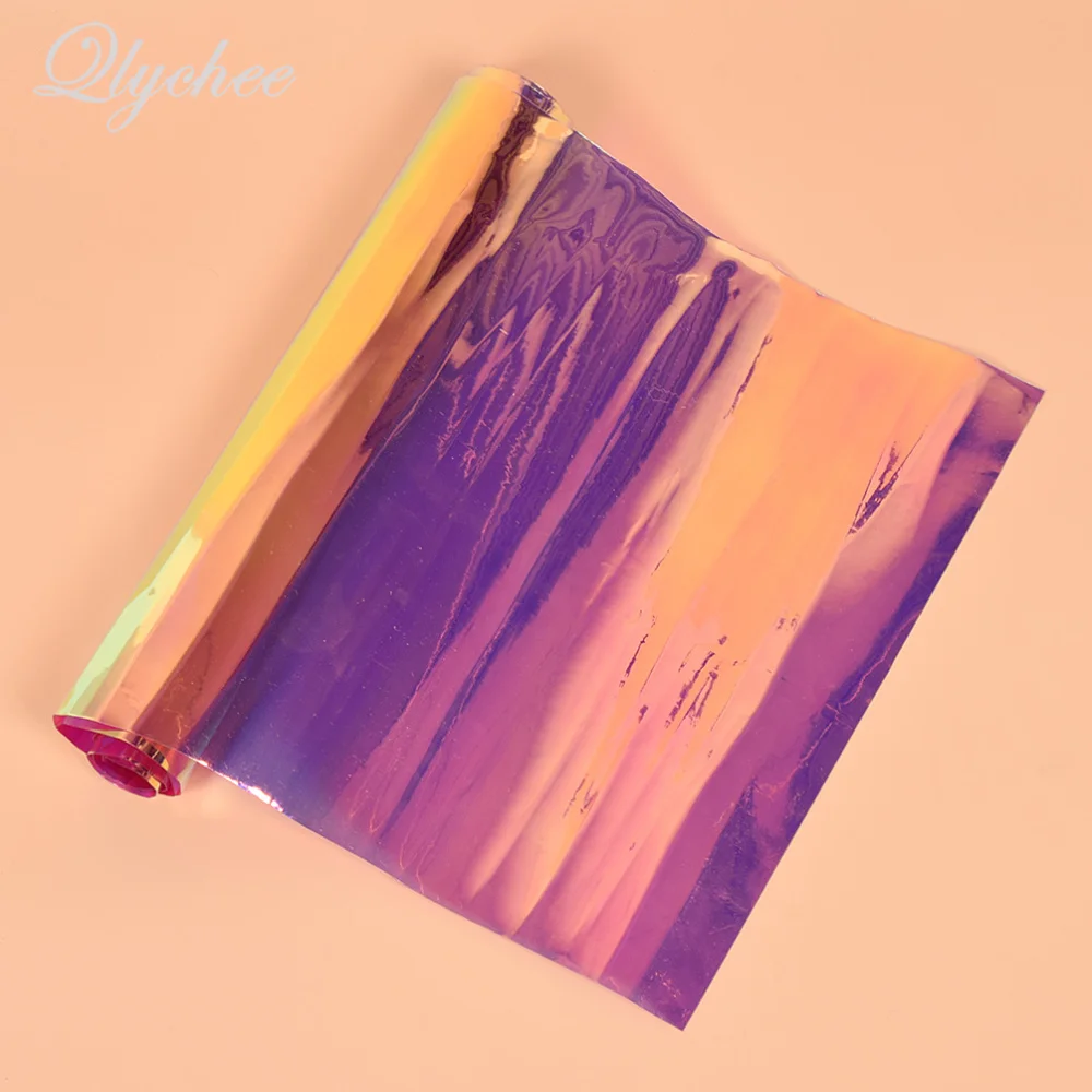 

Lychee 95*30cm Transparent PVC Vinyl Holographic Colorful Fabric For DIY Cloth Garment Handbag Sewing Accessories