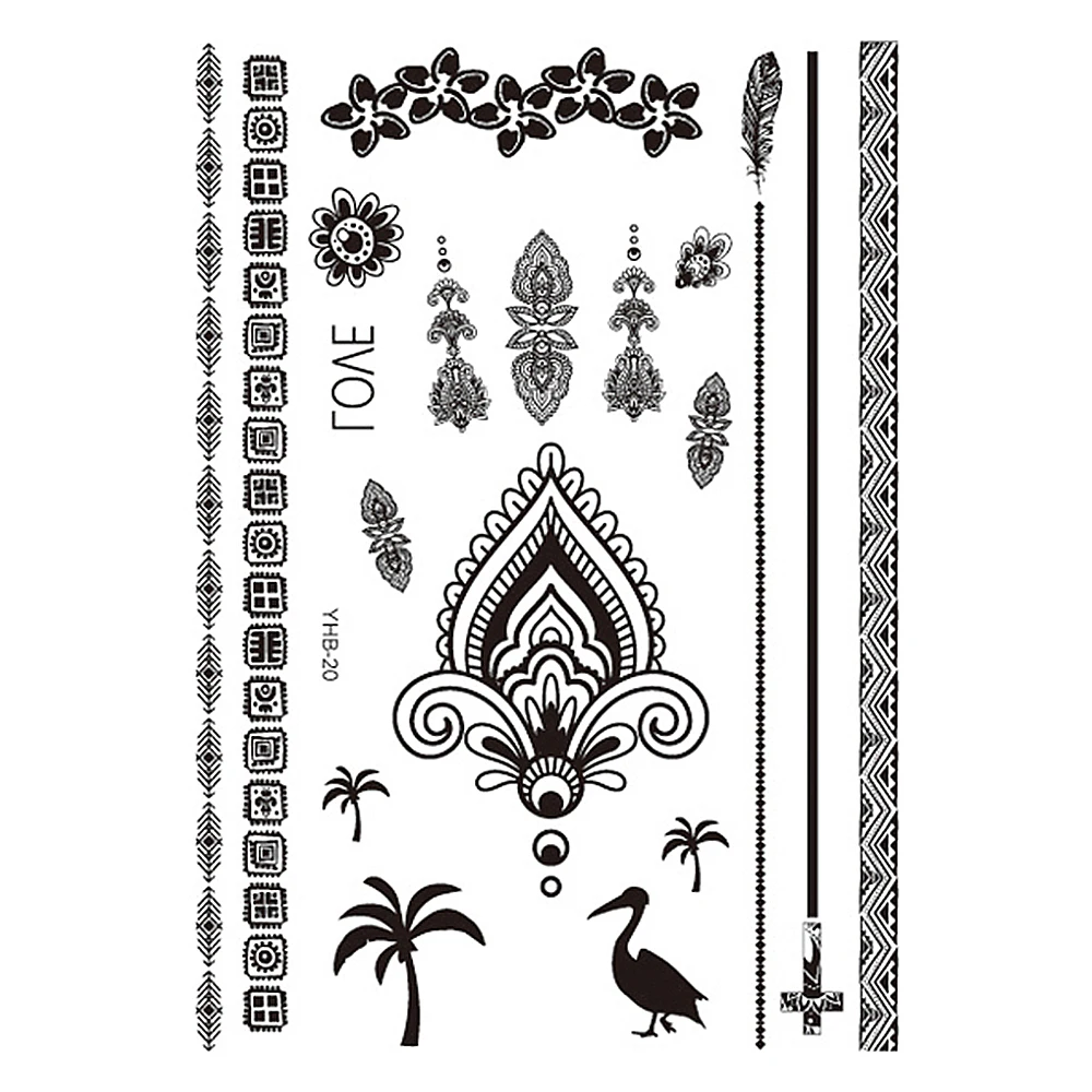 5 Pieces Temporary Animal Tattoo Sticker Owl Butterfly Elephant Crane Design Flower Lace Pendant Tattoo Decal Painless for Women (7)