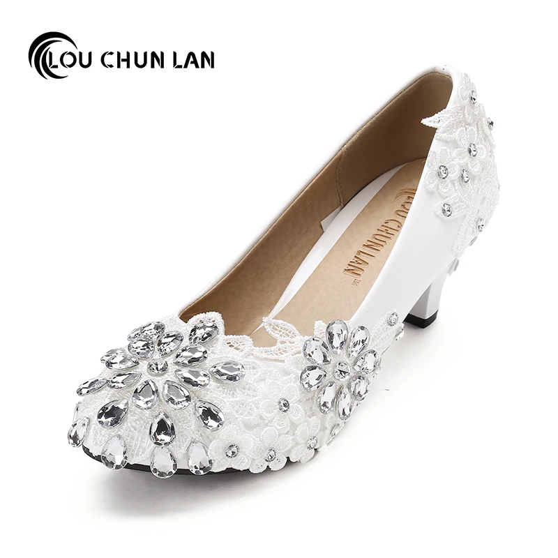 Large size 41 52 Sweet Lace Flower Bride font b Bridesmaid b font Shoes Wedding font