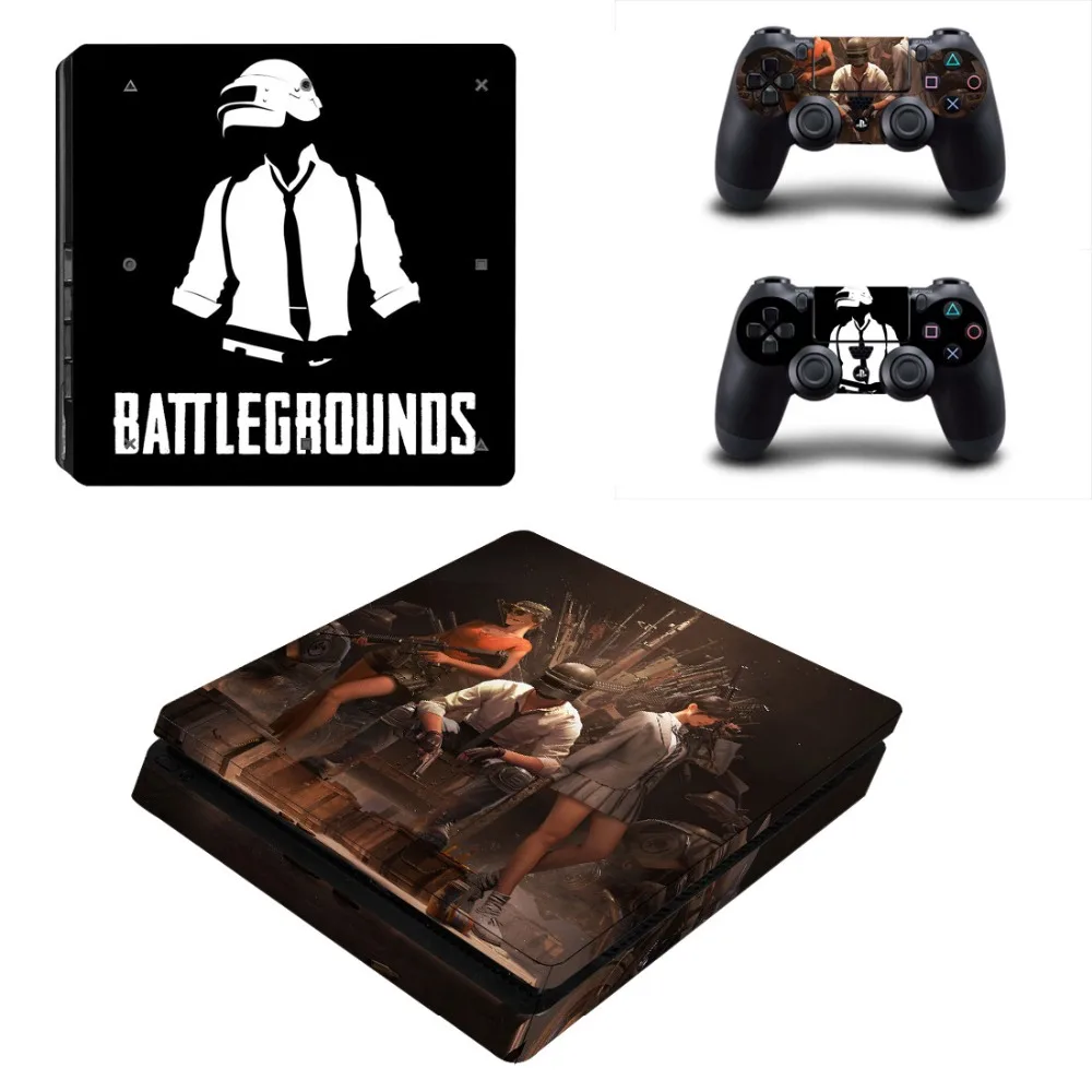 PUBG BATTLEGROUNDS PS4 Slim Vinyl Decal Protective Skin Cover Sticker for PS4 Slim Console and Two 