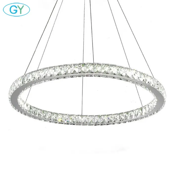 Современные D60cm D70cm D80cm светодиодный Люстра в форме кольца 30 W 36 W 42 W Светодиодный хрустальные люстры Chrome потолок chandelire светильник