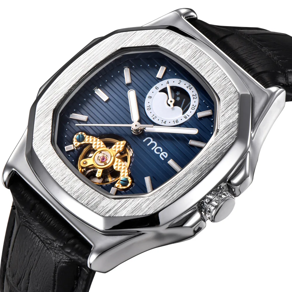 Kopen MCE Sport Heren Horloges Topmerk Luxe Lederen Automatische Mechanische Mannen Horloge Klassieke Mannelijke Klokken Hoge Kwaliteit Horloge
