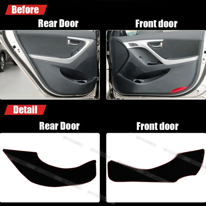 

4pcs Fabric Door Protection Mats Anti-kick Decorative Pads For Hyundai Elantra 2012-2015
