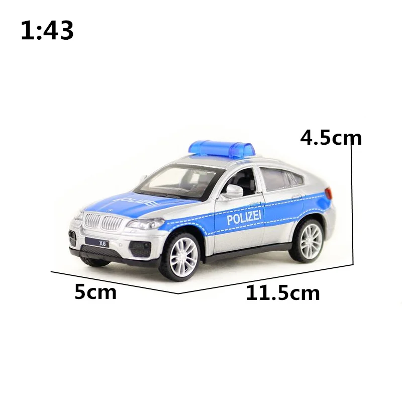 1:43 Масштаб/Diecast игрушки модель/X6 полицейский внедорожник/супер спортивного гоночного автомобиля/Набор для обучения/тянуть обратно/подарок