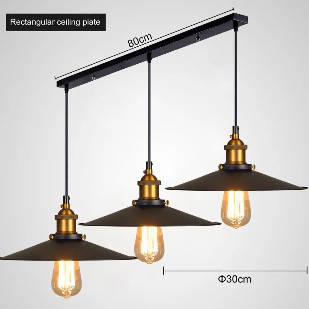 Лофт американский винтажный подвесной светильник медный держатель лампы E27 110/220 В антикварный подвесной светильник для домашнего декора ресторанное освещение - Цвет корпуса: 3pcs 30cm black L