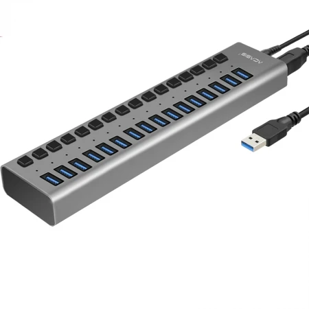 Acasis usb хаб 3 0 высокоскоростной разветвитель с 16 портами USB вкл./выкл. 12 В 6 А шнур