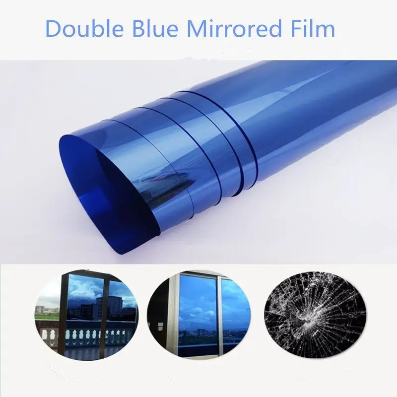Двойная синяя зеркальная пленка с отражающим эффектом, украшение для дома, офиса, здания, оконная стеклянная пленка, пленка 152x30 см