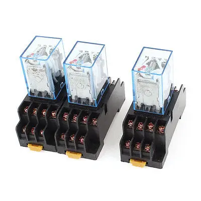 3-Pack AC 110/120V Coil 14-Pin 4PDT DIN Rail Electromagnetic Power Relay - Uxcell
