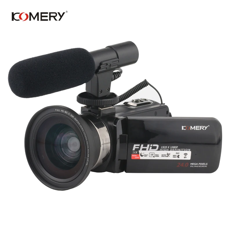 KOMERY Video Camera 1080P Full HD Portable Digital Video Camera 16X Digital Zoom 3.0 Inch Touch LCD Screen Camcorder With Wifi