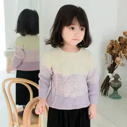 Детская одежда Зимний свитер для маленьких девочек Вязаный Пуловер фиолетовый градиент свитер для малышей детский пуловер BC718