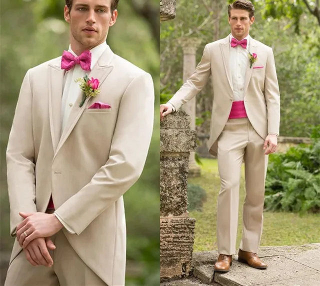 Бежевый Длинный блейзер Masculino Slim Fit Мужские костюмы на заказ Свадебный костюм жениха homme Groomsman мужской костюм