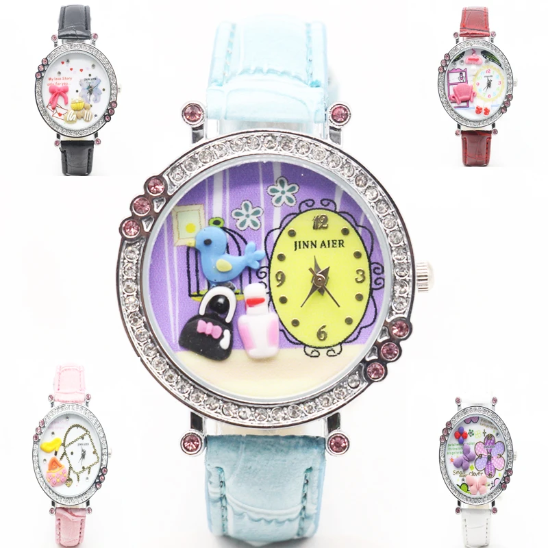 2018 Новый Полимерная глина Мини-медведь diamond girl студентов смотреть Европейский модные часы подарок