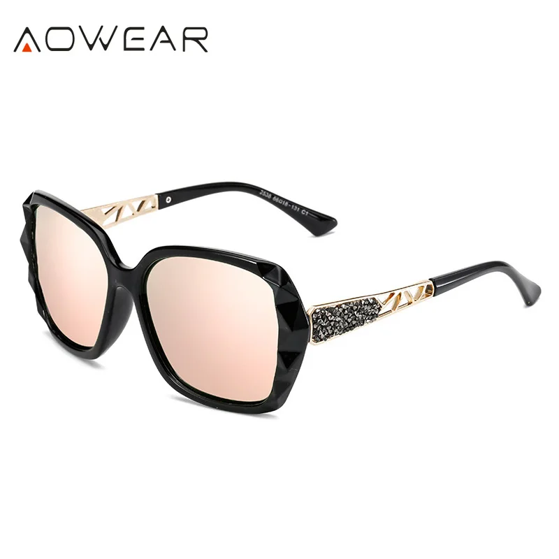 AOWEAR, негабаритные солнцезащитные очки, женские, поляризационные, квадратные, солнцезащитные очки для вождения, черный бриллиант, женские солнцезащитные очки, gafas de sol mujer