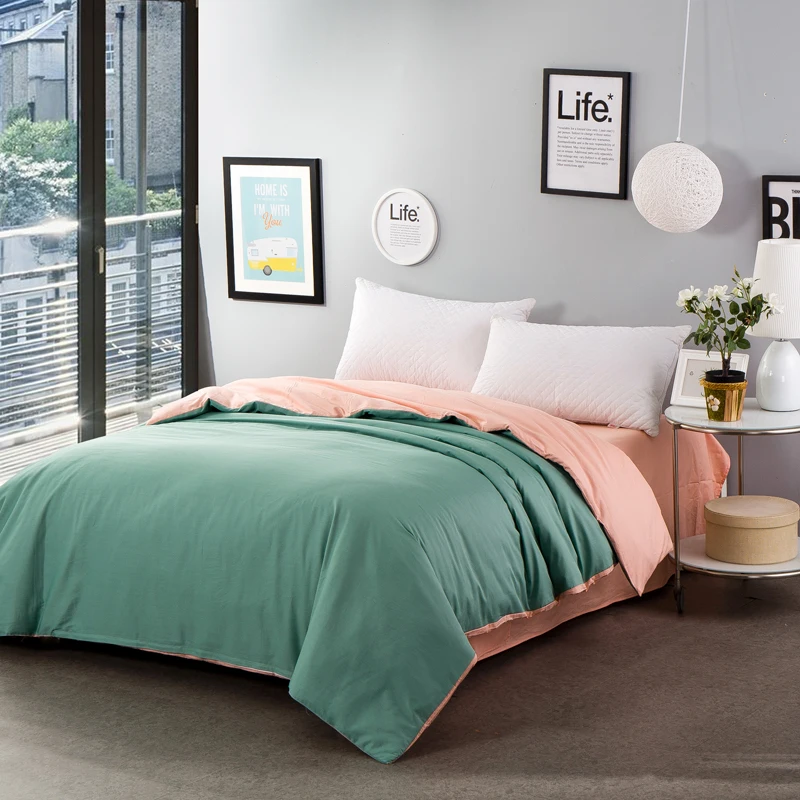 Stylish rouge green solid color two sided color duvet cover 4 size bed