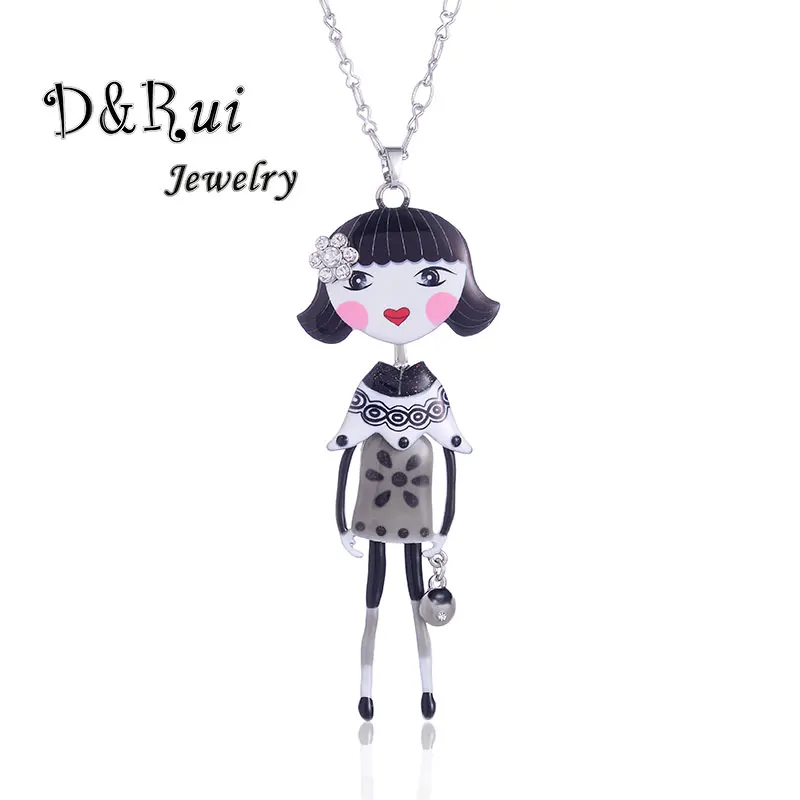 

Statement Chain Enamel Vintage Figure Doll Necklace Pendant Female Clothes Collar Decoration Fashion Jewelry For Women Gifts