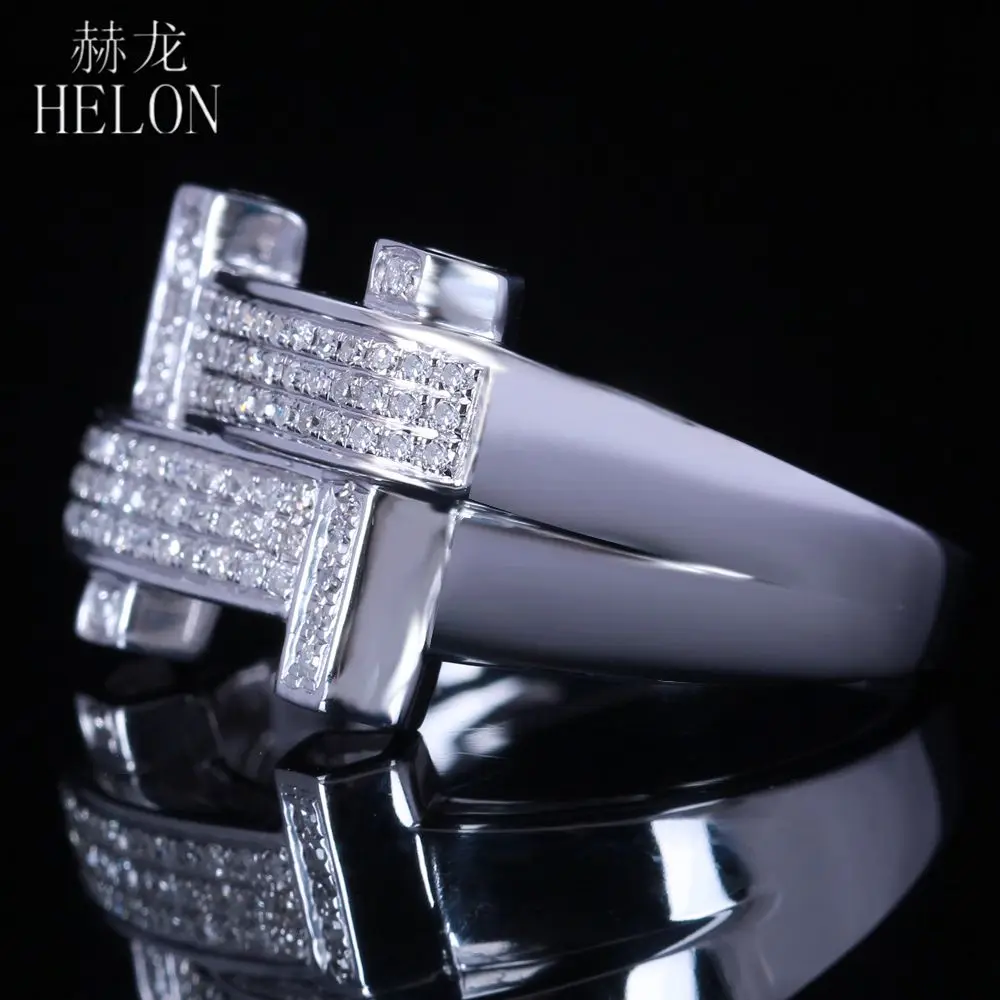 HELON, новинка, для мужчин, s, одноцветное, 10 к, белое золото, 0.3ct, Кольцо C настоящим бриллиантом, для помолвки, модное, проложено, натуральные бриллианты, юбилей, мужское кольцо