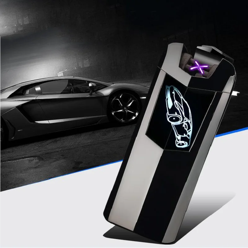 

USB Charging Electronic Lighters Sports Car Lighter LED Touch Screen Fingerprint Switch Ignition Double Arc Cigarette Lighter