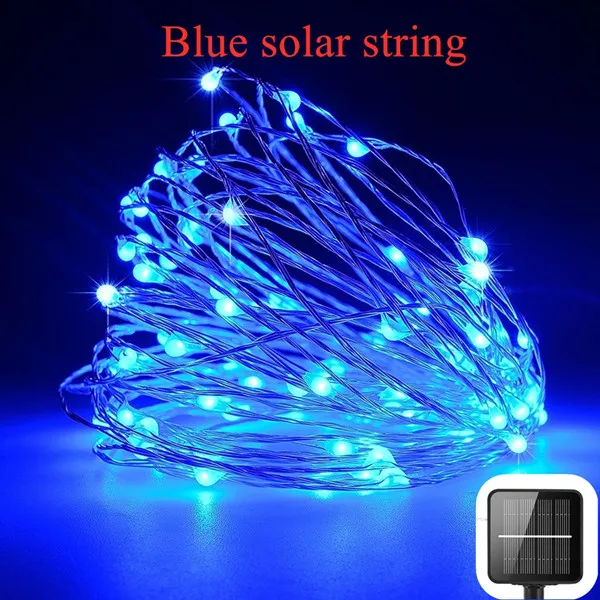 200/300/400 светодиодный Солнечный светодиодный светильник Водонепроницаемый светодиодный Медный провод шнура для отдыха на открытом воздухе светодиодный полосы для рождественской вечеринки Свадебные украшения - Испускаемый цвет: T-Blue