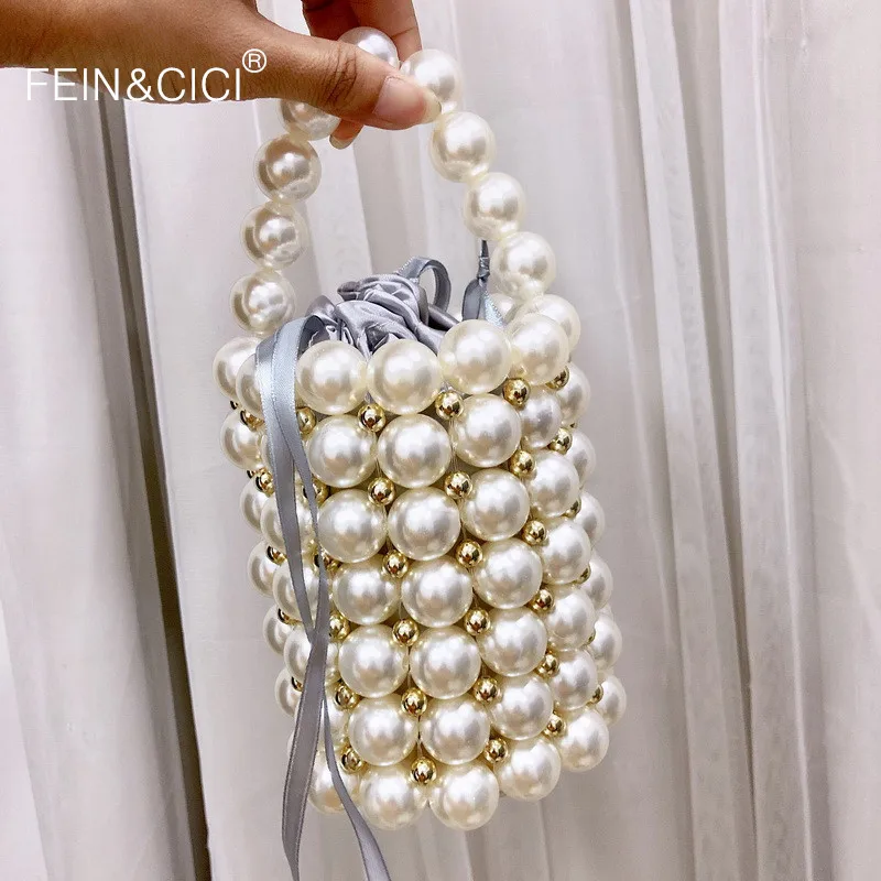 Cena Akrylowe perły torba zroszony rocznika wiadro skrzynki kobiety z tworzywa sztucznego wieczór party mała mini torebka 2019 lato luksusowa marka hurtownie