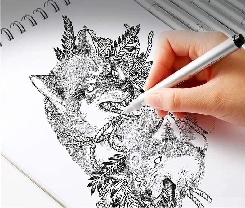 Pces à Prova Desenho dos Desenhos Esboço para Desenho Dwaterproof Água Agulha Caneta Animados Pigma Micron Liner Escovas Gancho Linha Arte Suprimentos San 10 - 9 High Quality Material escolar e de escritório