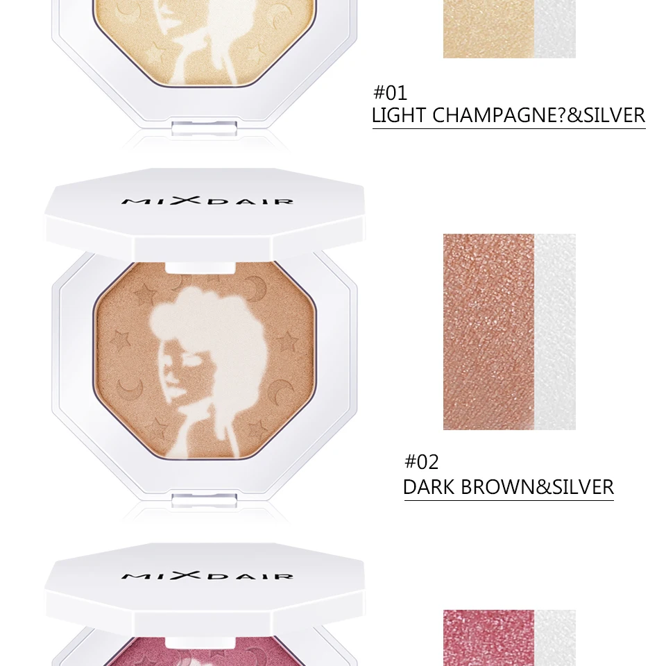 MIXDAIR Shimmer highlighter палитра пудры светящийся набор 2 цвета в 1 лицо составлять Контур бронзатор осветитель лица и глаз изюминка