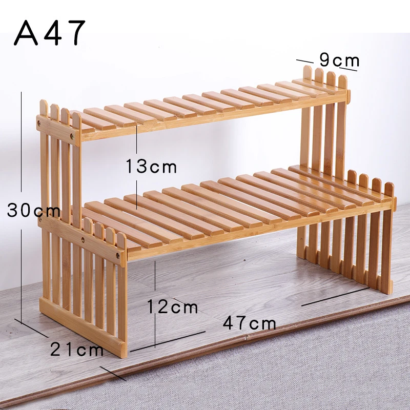 2 слоя бамбуковая Цветочная полка офисная настольная стойка для хранения Домашний кухонный Органайзер хранилище держатель