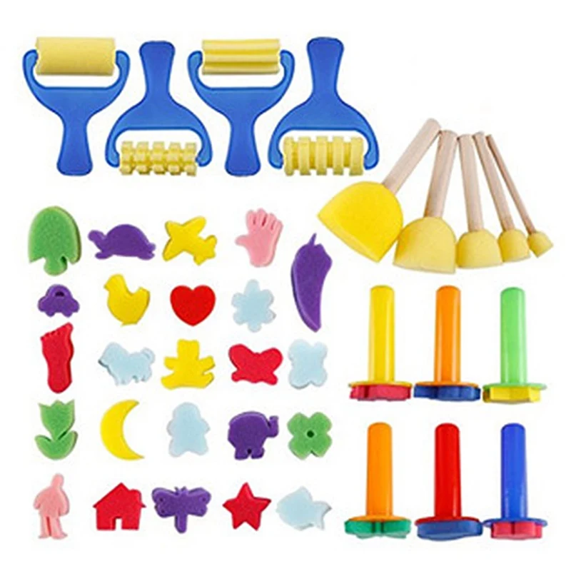 

39pcs/set Sponge Brushes Funny Drawing Children Toys Diy Foam Painting Brush Painting Supplies Art Set Crafts