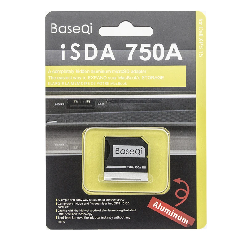 Baseqi Алюминий Micro SD Card Reader для Dell XPS 15 "9550 модель 750a