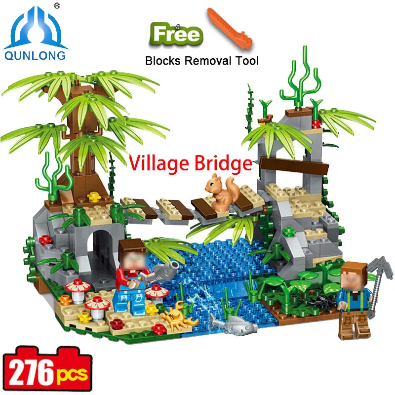 

Qunlong 0528 Village Bridge Building Blocks Bricks Figures Castle Kids Toy Compatible Legoe Minecraft City Building Blocks Toy