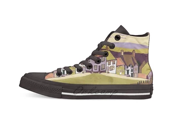 

Gold Hill Original linocut Design breathable Casual High Top lace-up Canvas shoes sneakers For Drop shipping