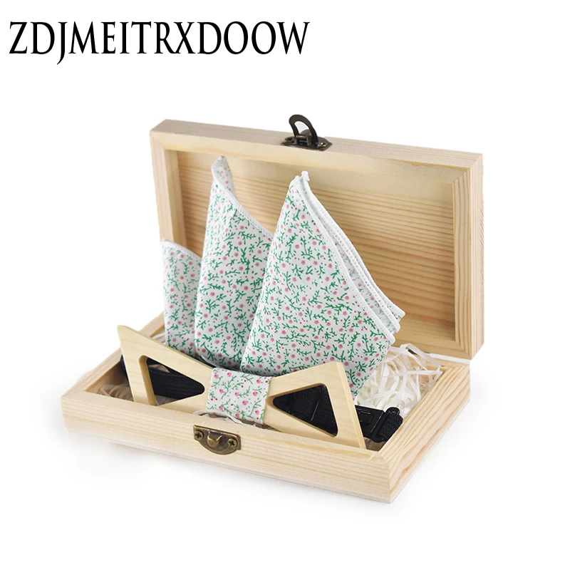  Men ties designers fashion handkerchief Set Men tie Striped fashion Dot Wooden tie quality wedding 