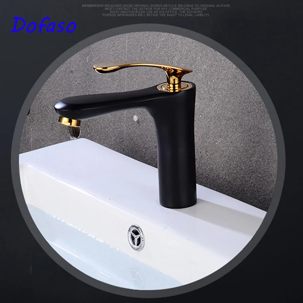Dofaso Euroup латунь черный Золотой смеситель для ванной комнаты модный умывальник смеситель раковины холодной и горячей воды смесителя
