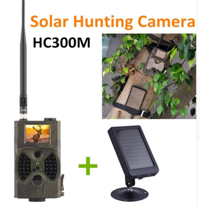 12МП pir датчик для GSM MMS Охота камера HC300M с солнечной панелью оленя след фото фотоловушек