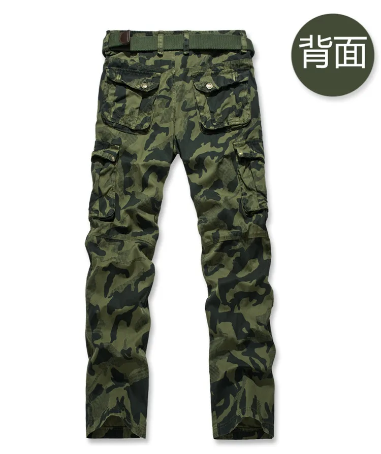 Men's Multi-Pocket Camo Pants Fashion Men Cotton Casual Camouflage Military Cargo Pants Tactical Outdoor Army Trousers No Belt (2)