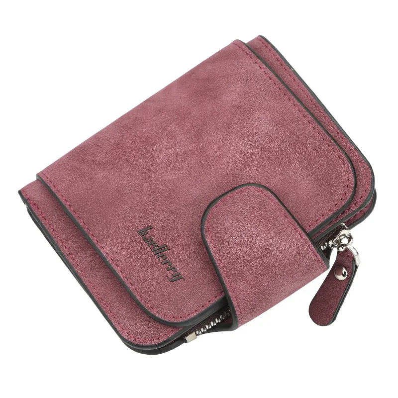 Модный кожаный женский кошелек на застежке, маленький короткий кошелек с карманом для монет, женские кошельки, держатели для карт, роскошные брендовые кошельки, дизайнерский кошелек - Цвет: Wine red