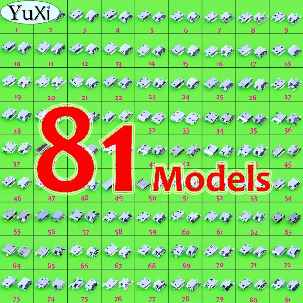 

YuXi 81 Models,Total Micro USB 5Pin 7Pin jack tail sockect, Micro Usb Connector port sockect for samsung for Lenovo for ZTE ect