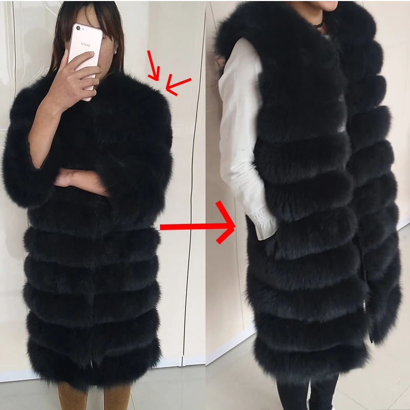 

Real Fox Fur Coat Fox Vest Natural Long Suede Knee Shoulder Natural Real Fur Jacket Fur Jacket Women's Winter Warm Fur Coats