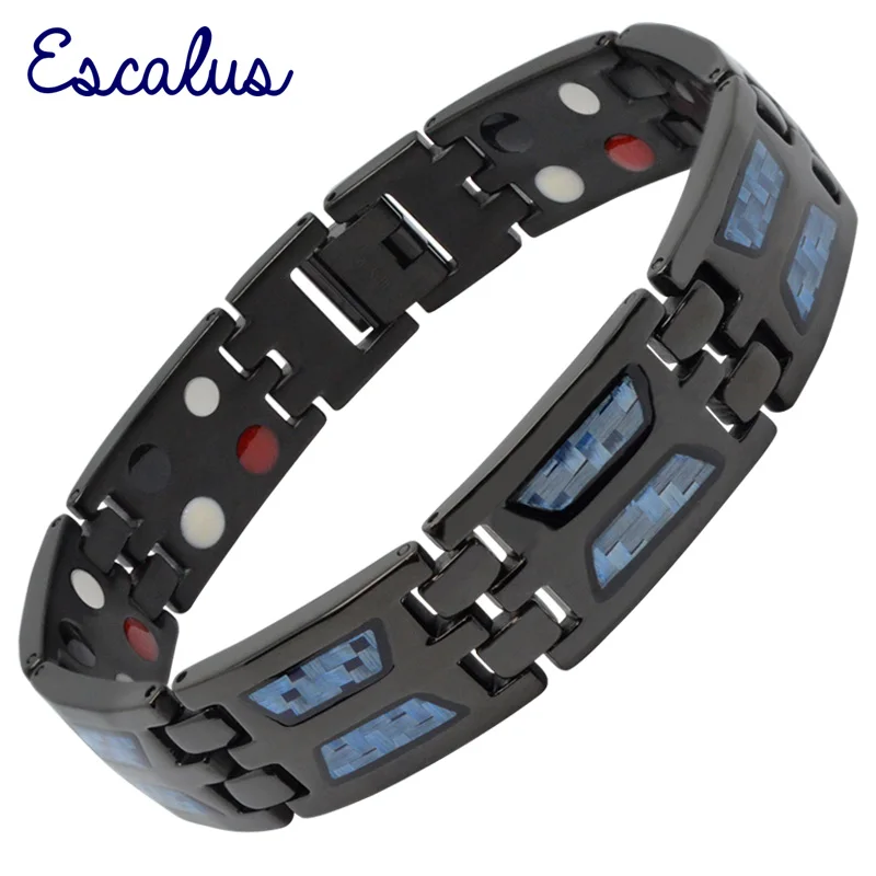 Escalus двойной ряд Ele для мужчин t Магнитный чистый титан черный браслет для мужчин ювелирные изделия Шарм способствует циркуляции крови браслеты подарок