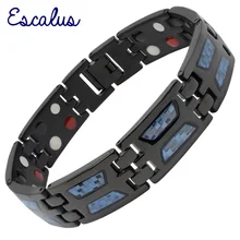 Escalus двойной ряд Ele для мужчин t Магнитный чистый титан черный браслет для мужчин ювелирные изделия Шарм способствует циркуляции крови браслеты подарок