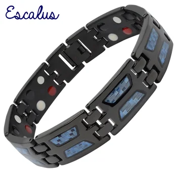 

Escalus Double Row Element Magnetic Pure Titanium Black Bracelet For Men Jewelry Charm Promote Blood Circulation Bracelets Gift